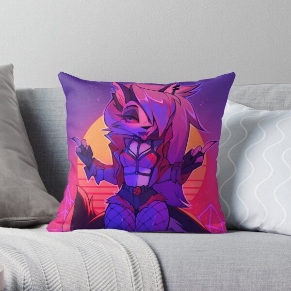 Loona Helluva Boss Synthwave Throw Pillow RB1007 product Offical helluva boss Merch